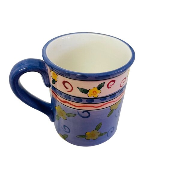 Hand-Painted Ceramic Mug With Floral Design - Certified International Corporatio - Picture 1 of 5